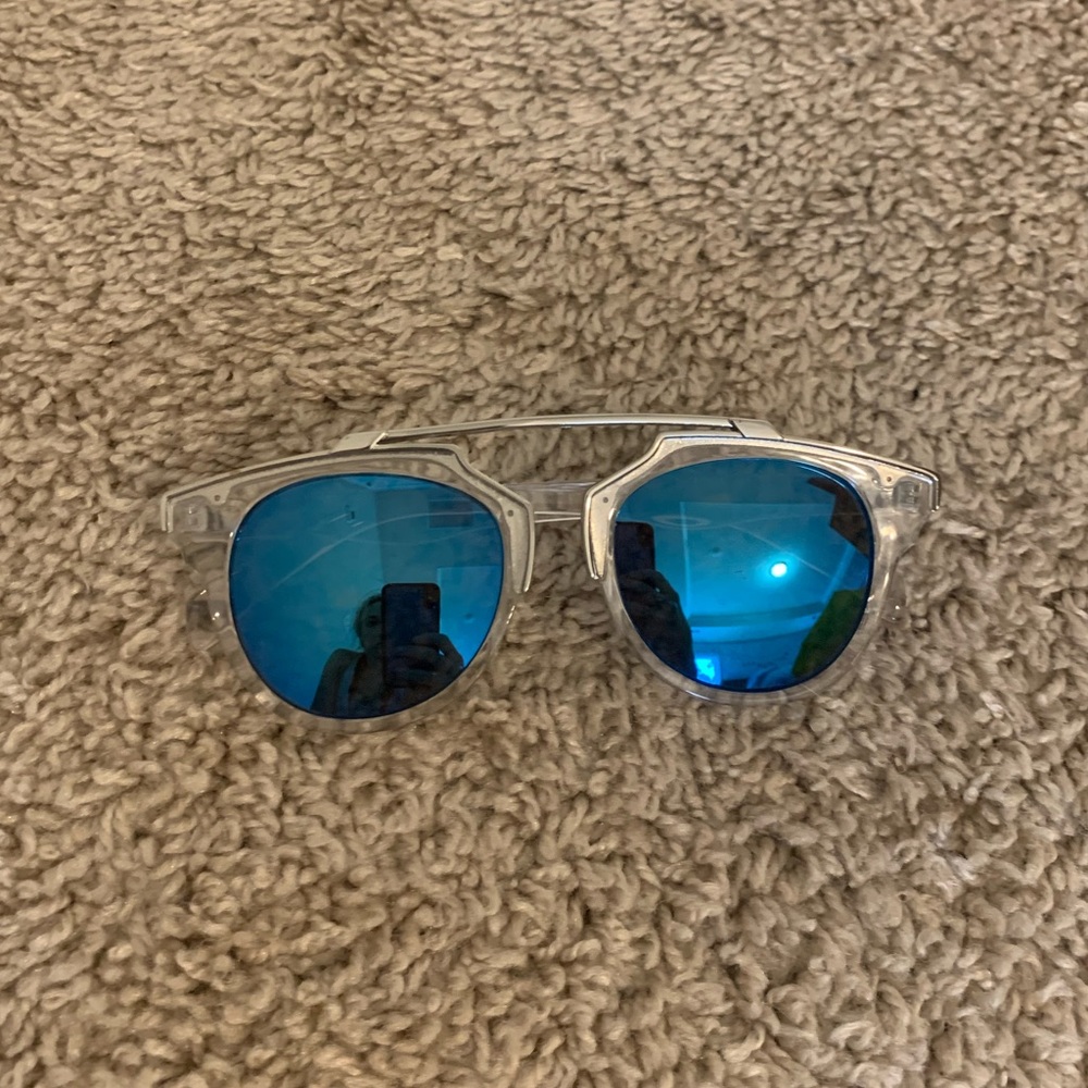 Forever 21 clear sunglasses w blue mirrored lenses